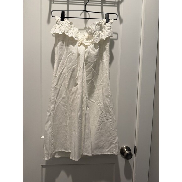 Women’s Stark X Mini Party Dress White Strapless Ruffle Let’s Party Bridal Small - Picture 6 of 8